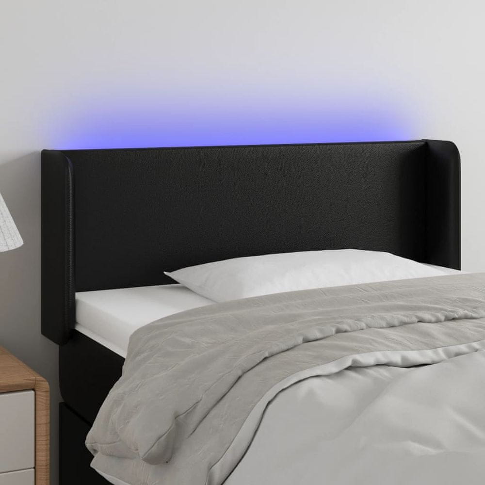 Vidaxl Čelo postele s LED čierne 93x16x78/88 cm umelá koža